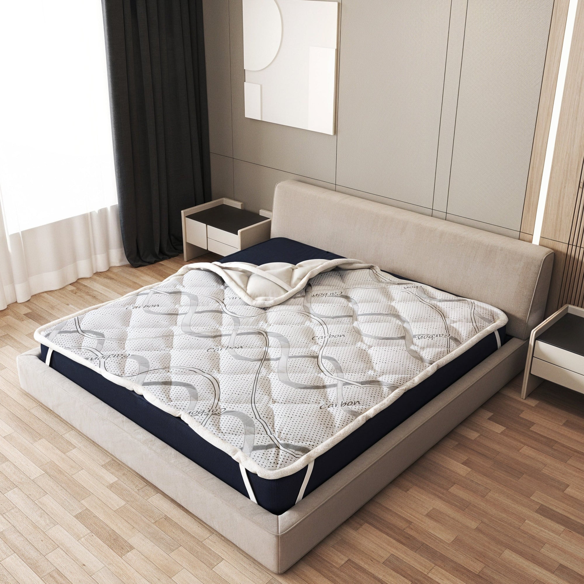The White Stone Topmaterac 165x195 oddychający wysokość 5 cm | Ergonomiczny korektor materaca | Wypełnienie z miękkiej waty