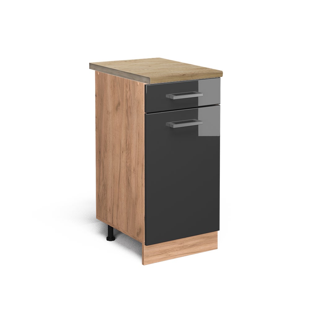 Vicco Szafka dolna do kuchni R-Line, Antracyt wysoki połysk, 40 cm , BP Dąb