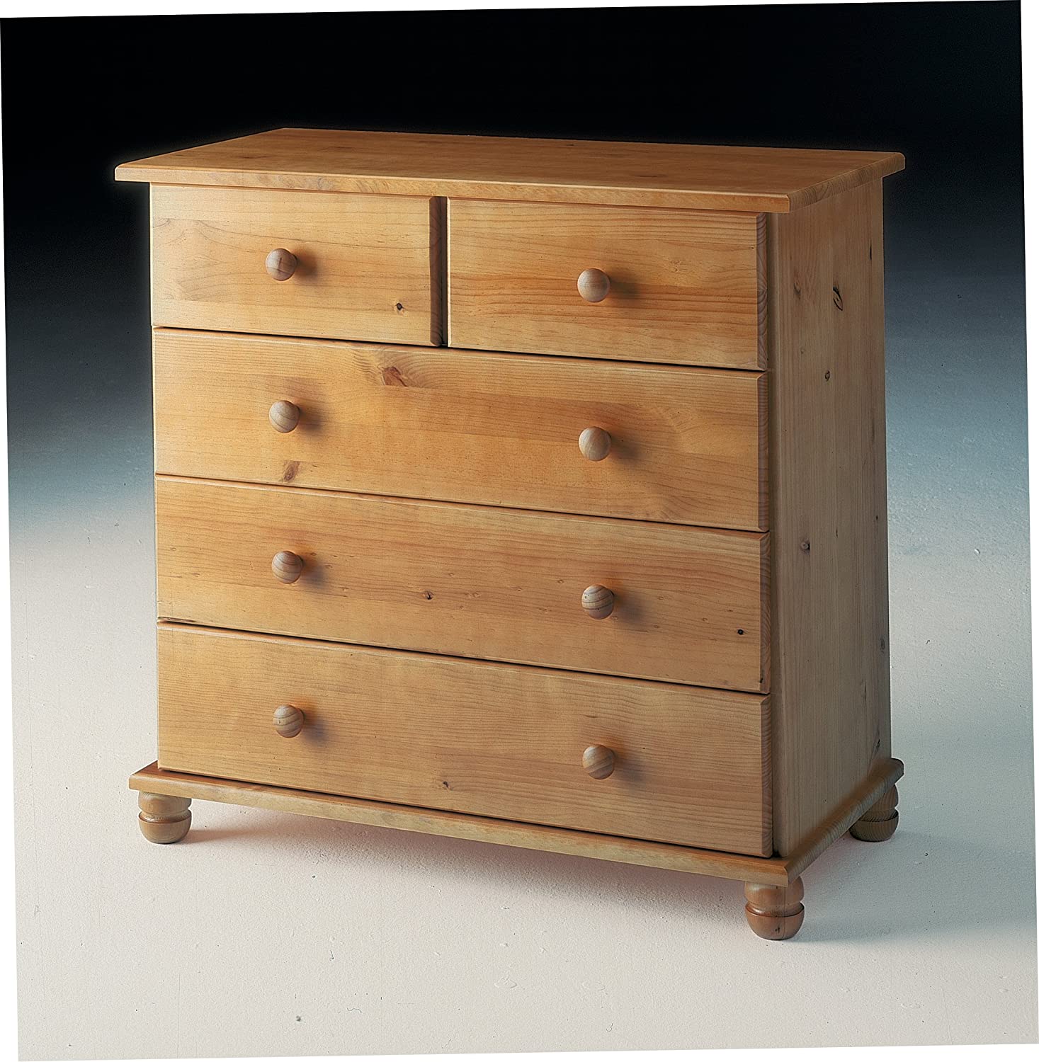 commode 5 tiroirs, pin massif , couleur miel, mesure 81x78x39 cm (hauteur-largeur-profondeur) - 5