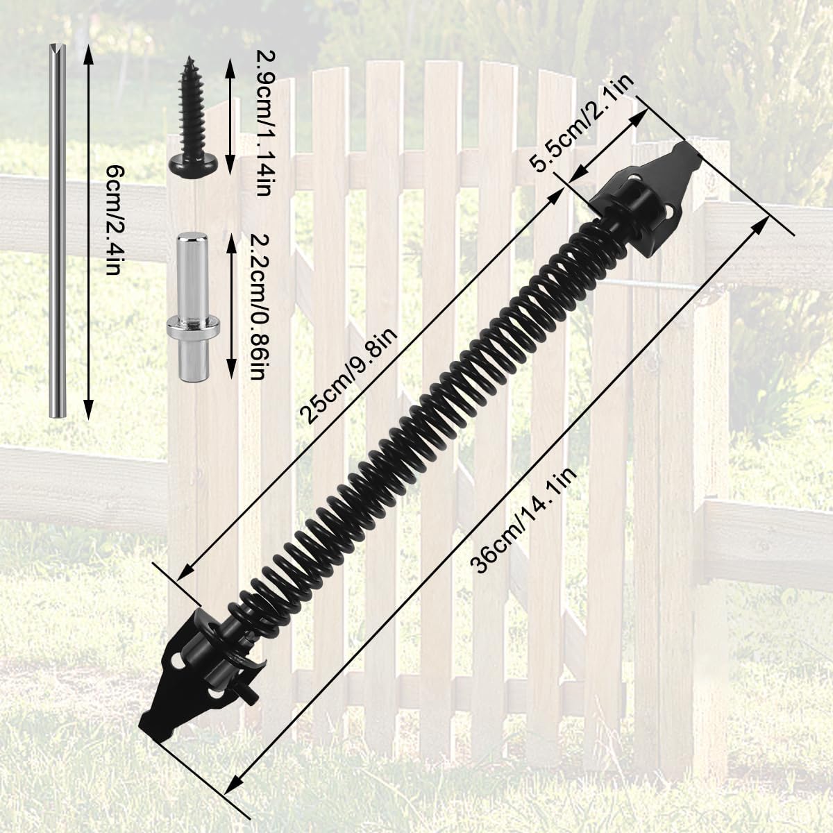 36cm Ferme Porte Automatique, Ferme Porte à Ressort, Ressort de Traction Réglable, Ressort de Porte avec 2 Vis, pour Porte de Jardin - 2