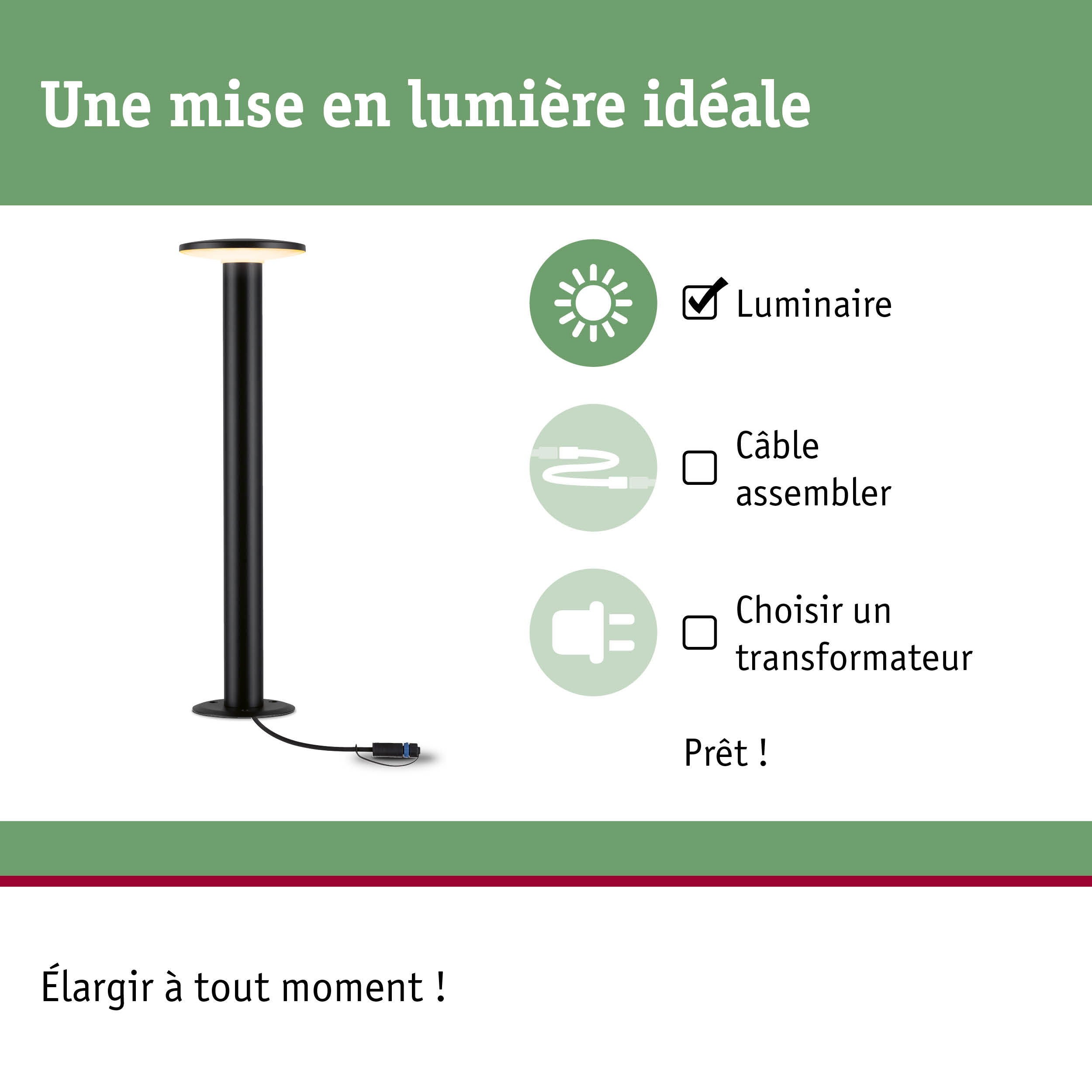 Plug & Shine Borne lumineuse LED Plate Luminaire individuel favorable aux insectes IP44 2200K 7W Anthracite - 5