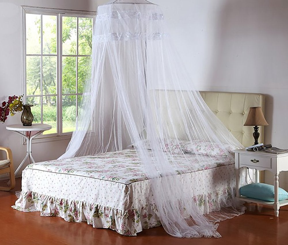 Moustiquaire De Lit Baldaquin Sans Cadre - En Dentelle Blanche - Taille Queen (150x200cm) - Protection Anti-moustiques Et Poussière - 10