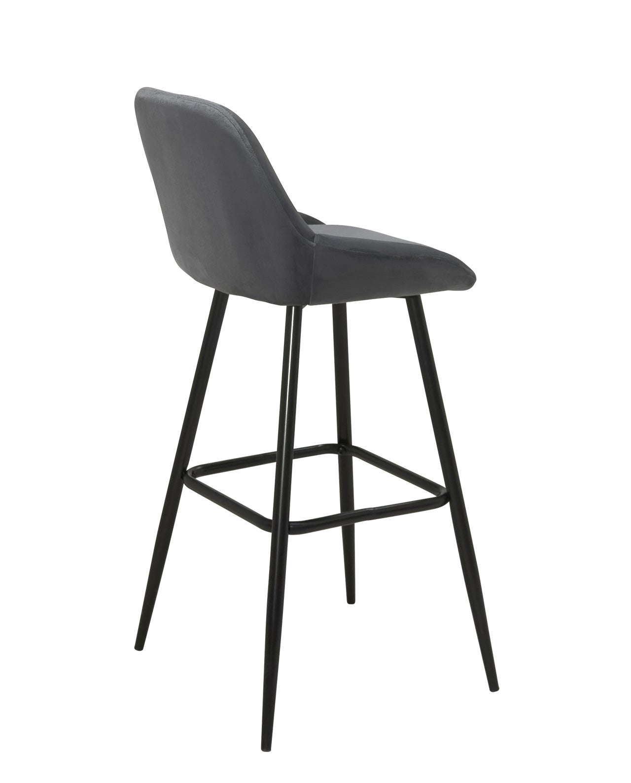 Lot de 2 Chaises Hautes 68 cm en Velours, Pieds Métal Noir MIRA Gris - 7