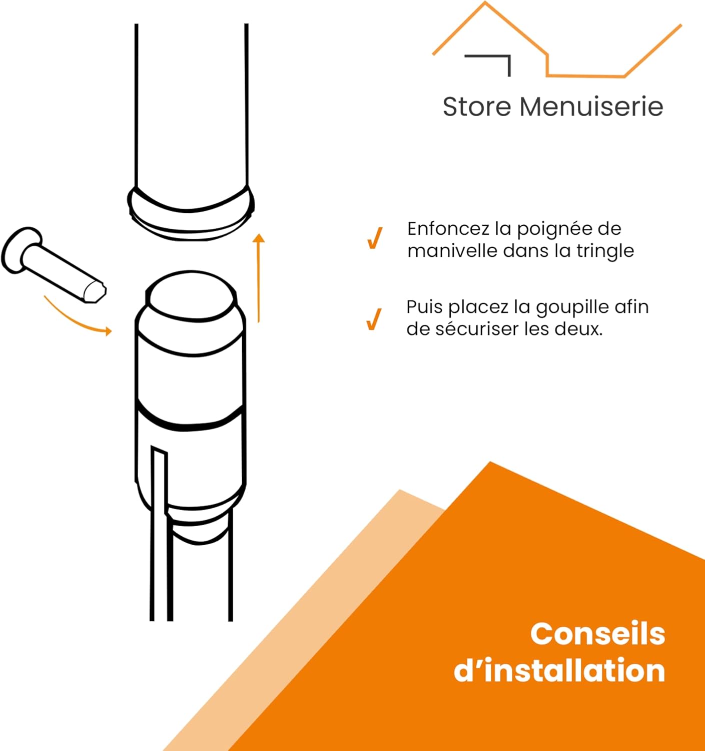 Poignée de manivelle, Aluminium, Blanc, D.12 mm, Longueur 410 mm, Mécanisme pour Volet Roulant Manuel à Manivelle - 4