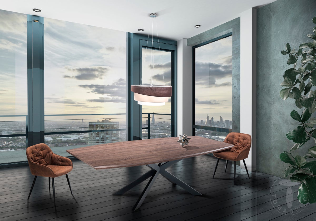 Tavolo allungabile HICS in MDF e metallo Noce scuro/Nero 160/210x90x76 cm per pranzo - 7