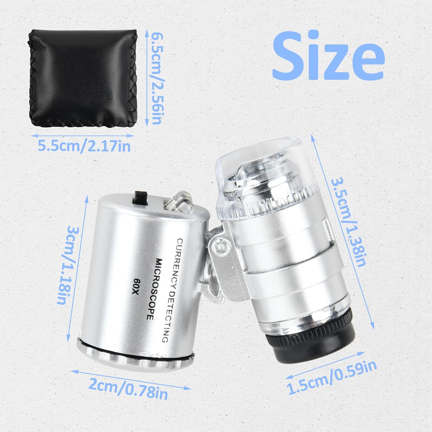 Lente D'ingrandimento Portatile Con Luce A 12 LED, Ingrandimento 30X, Alimentata Da 2 Batterie AA