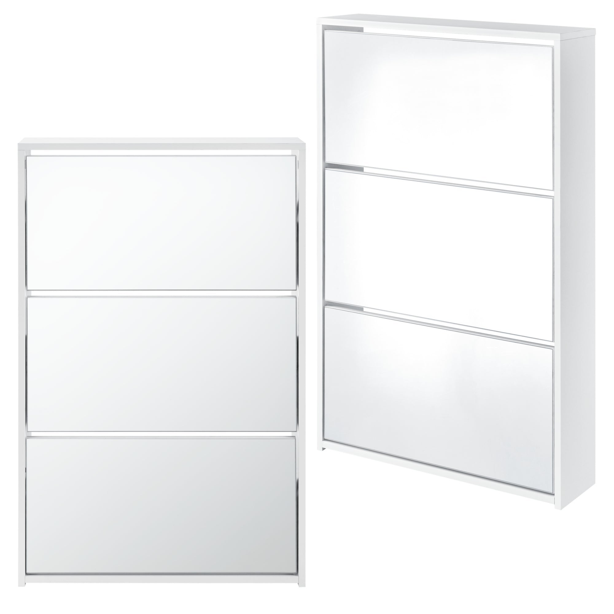 Meuble à Chaussures 12-16 Paires Avec Tiroir Et 3 Compartiments - 80x24x90 Cm - Blanc - Rangement Entrée, Couloir, Salon