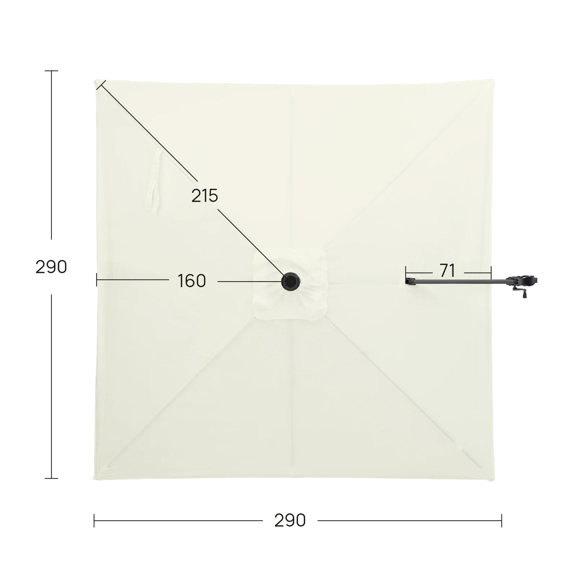 Tecido de substituição para guarda-sol excêntrico suspenso 300x300cm quadrado Cinzento claro - Ensolarado - 6