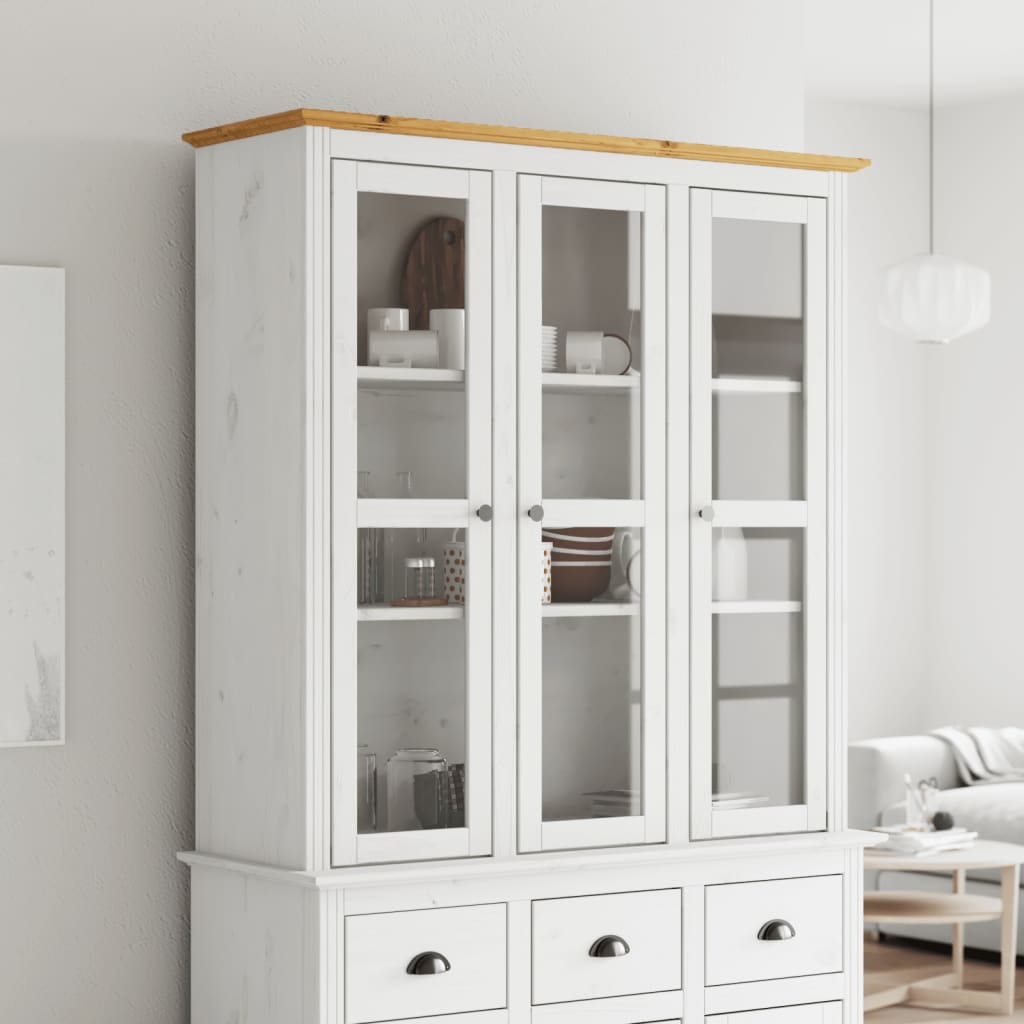 Armario con puertas de vidrio bodo madera de pino marrón