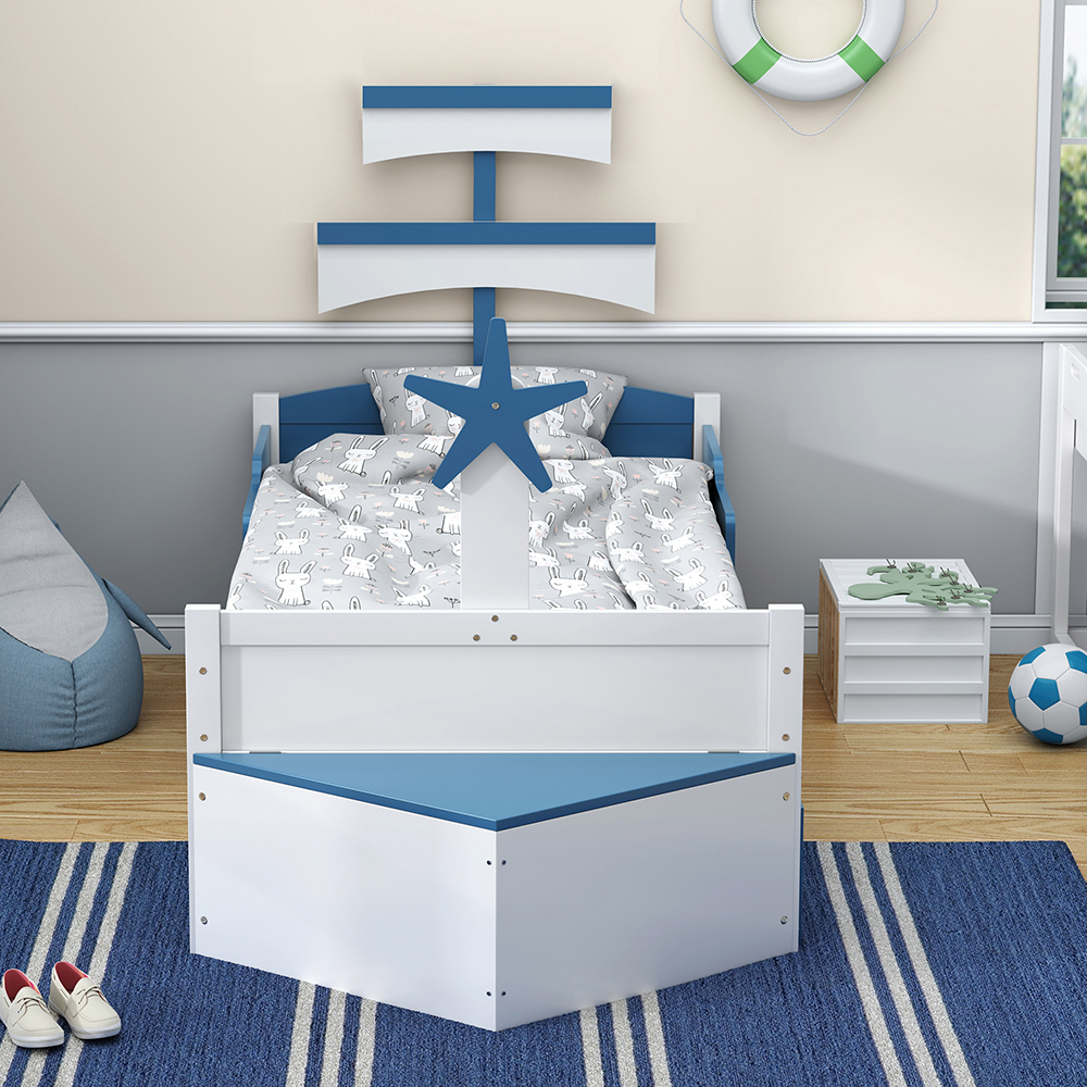 Lit enfant Lit 90x200 cm lit simple en forme de voilier avec armoire de