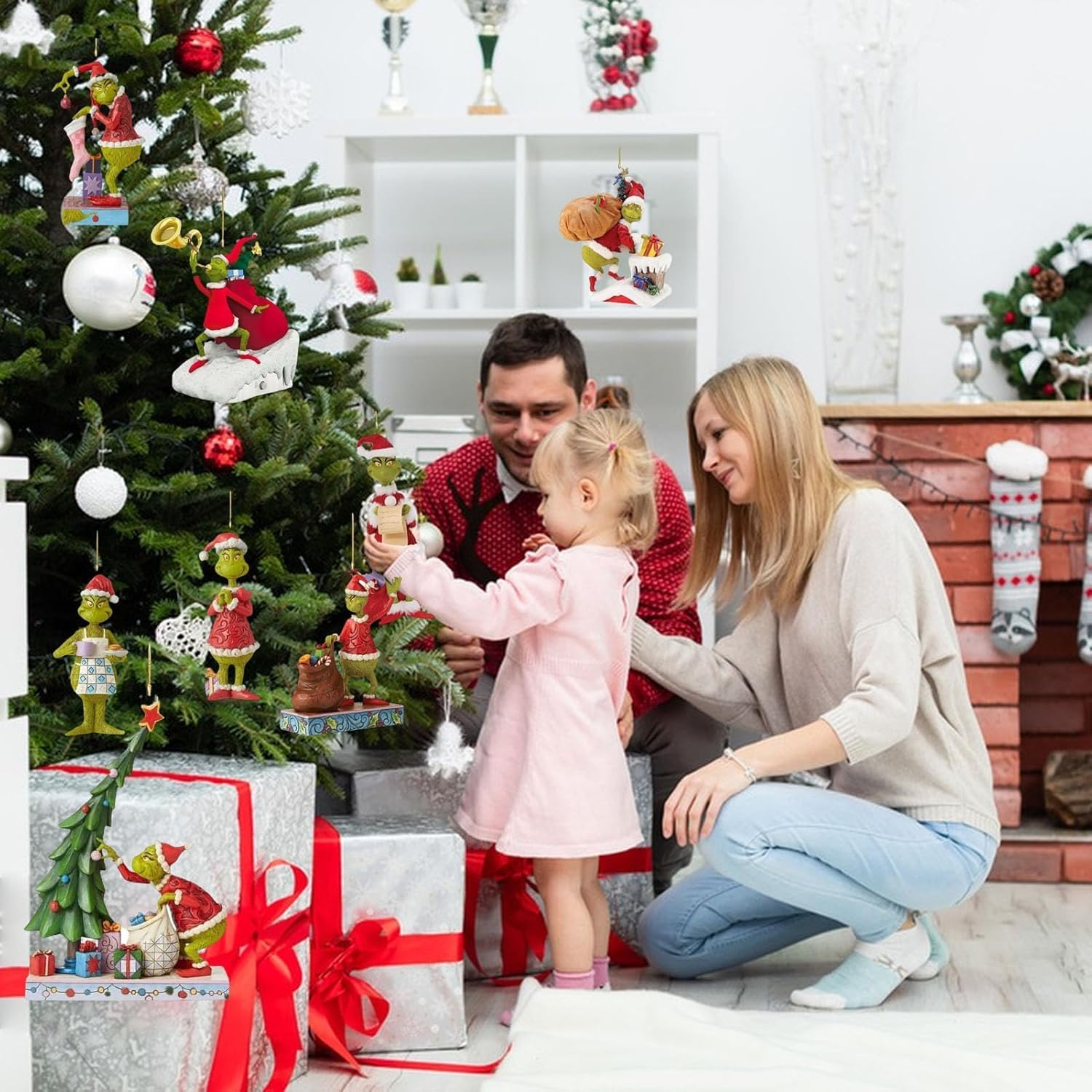 płaskich, dwuwymiarowych ozdób choinkowych Grinch – ozdoby świąteczne w stylu bajkowym - 3