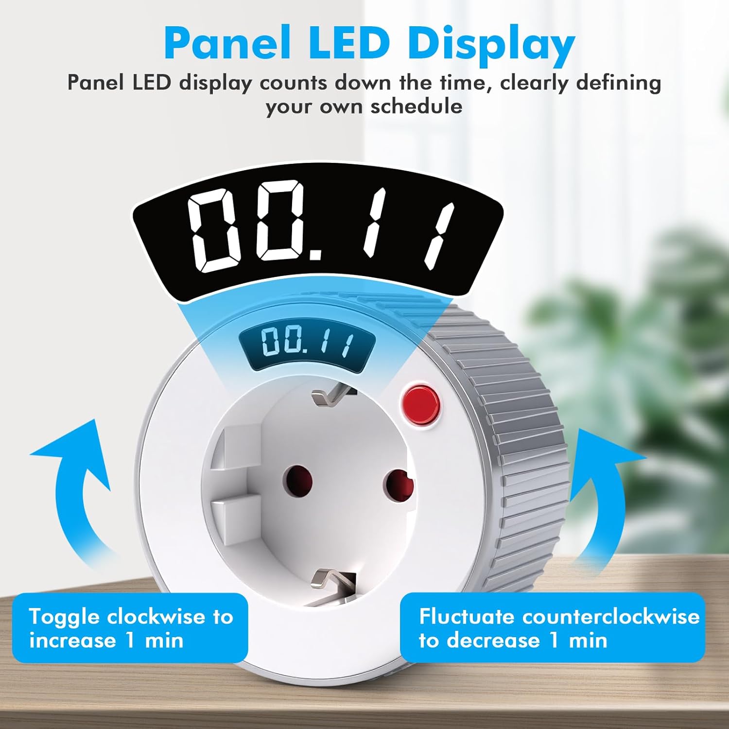 Minuteur Prise Electrique Compte AC230V 16A 3680W Affichage LED 24 Heures intervalle 1 Minute Prise minuteur - 3