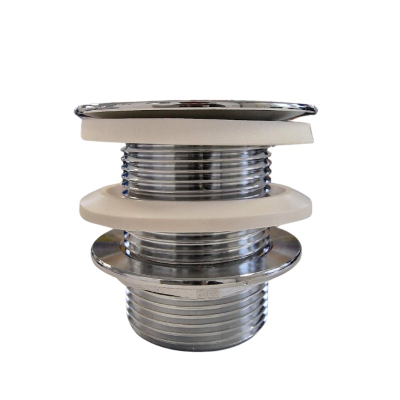 Bonde fixe de vidage pour lave-mains sans trop plein - écoulement libre - Grille laiton chromé - 2