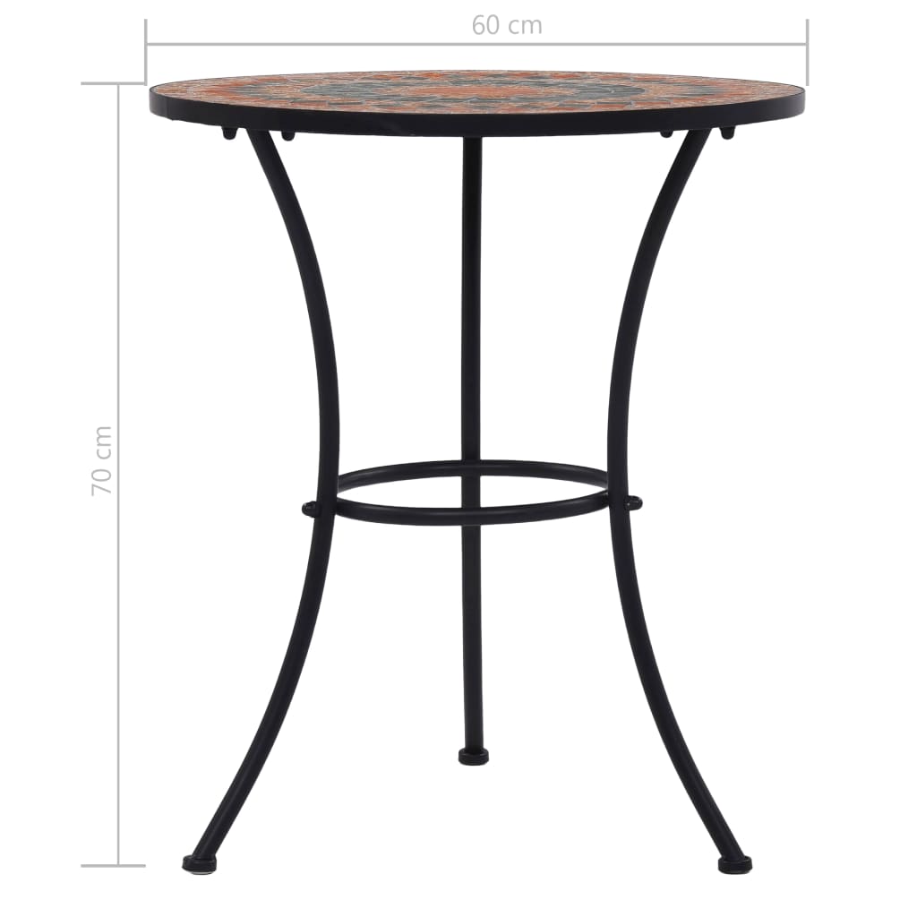 Table de bistro mosaïque Orange/gris 60 cm Céramique vidaXL - 3
