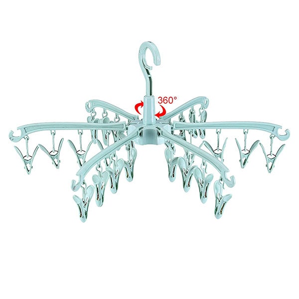 Wieszak na skarpetki z 24 haczykami (odpowiedni do sznurka na pranie), suszarka do skarpetek na bieliznę, przenośny na zewnątrz - zielony