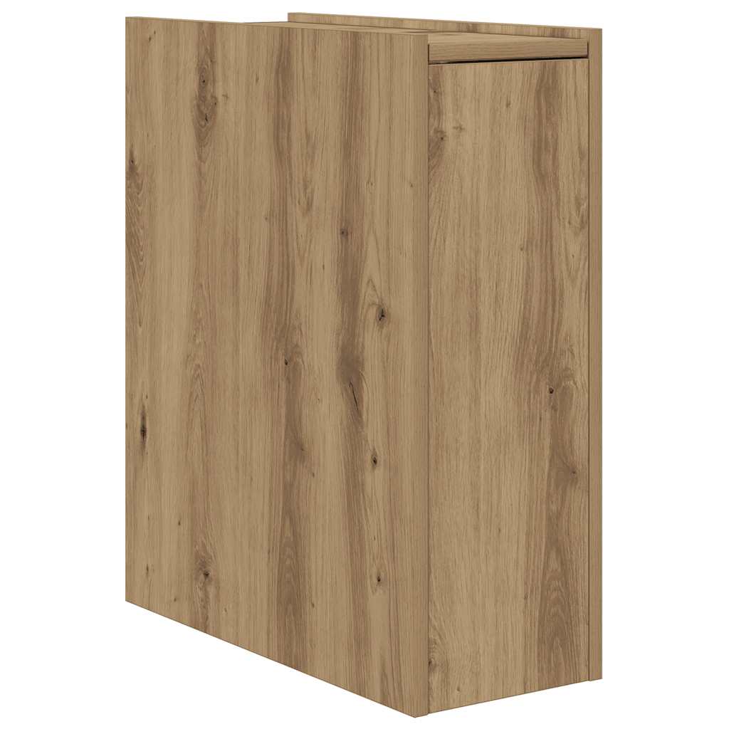 Armoire de salle de bain étroite avec roulettes chêne artisanal vidaXL - 7