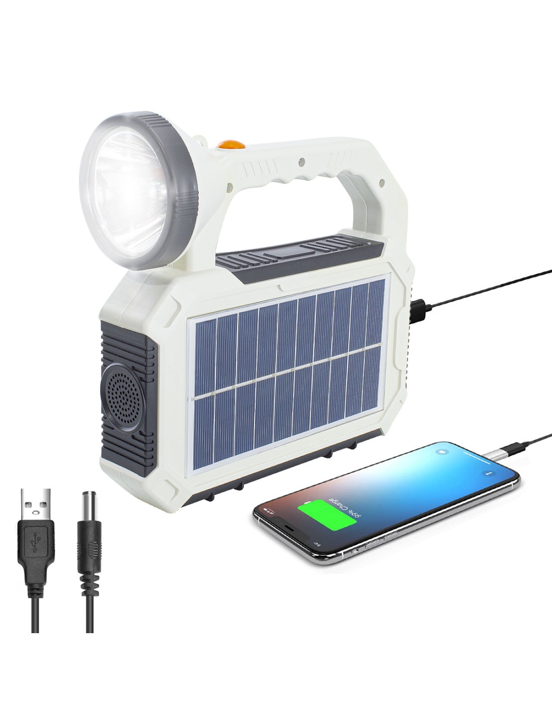 SET PANNELLO SOLARE 3W E POWERSTATION 8W CON TORCIA LED CON CAVO 5m 3 LAMPADINE LED