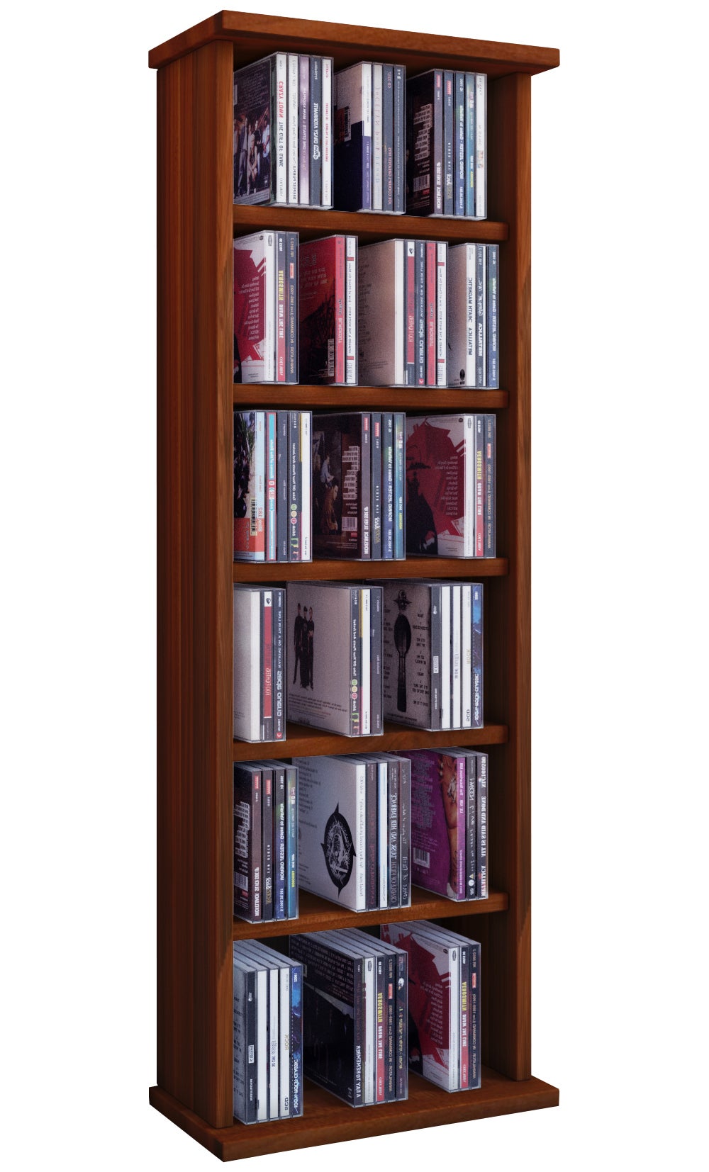 VCM Płyta CD / DVD Media Shelf Vostan Orzech jądrowy H. 92 x B. 31 x T. 18 cm