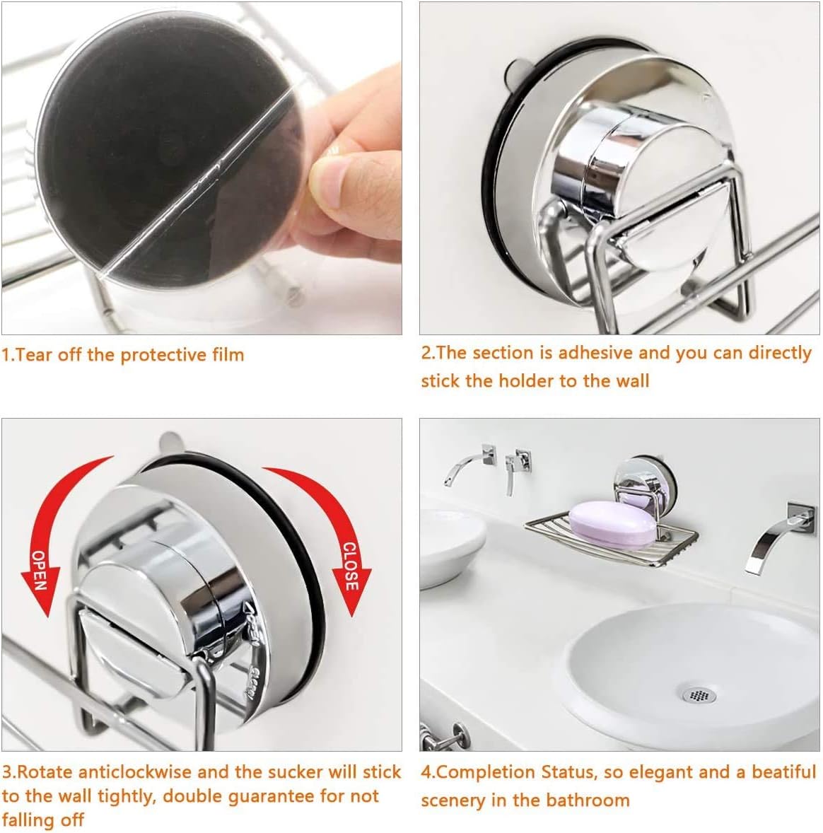 Lot 2 Porte-Savon Muraux Auto-Adhésifs Acier Inoxydable - Salle De Bain Cuisine - Drainage Cascade