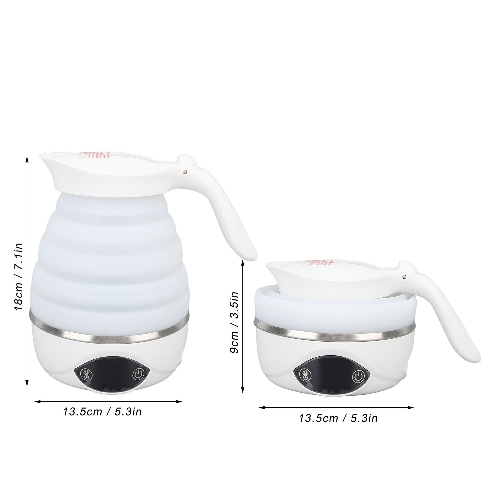 Bouilloire Pliable EHIOG 600ml - Silicone Alimentaire - Pour Camping, Randonnée Et Voyage - Blanc