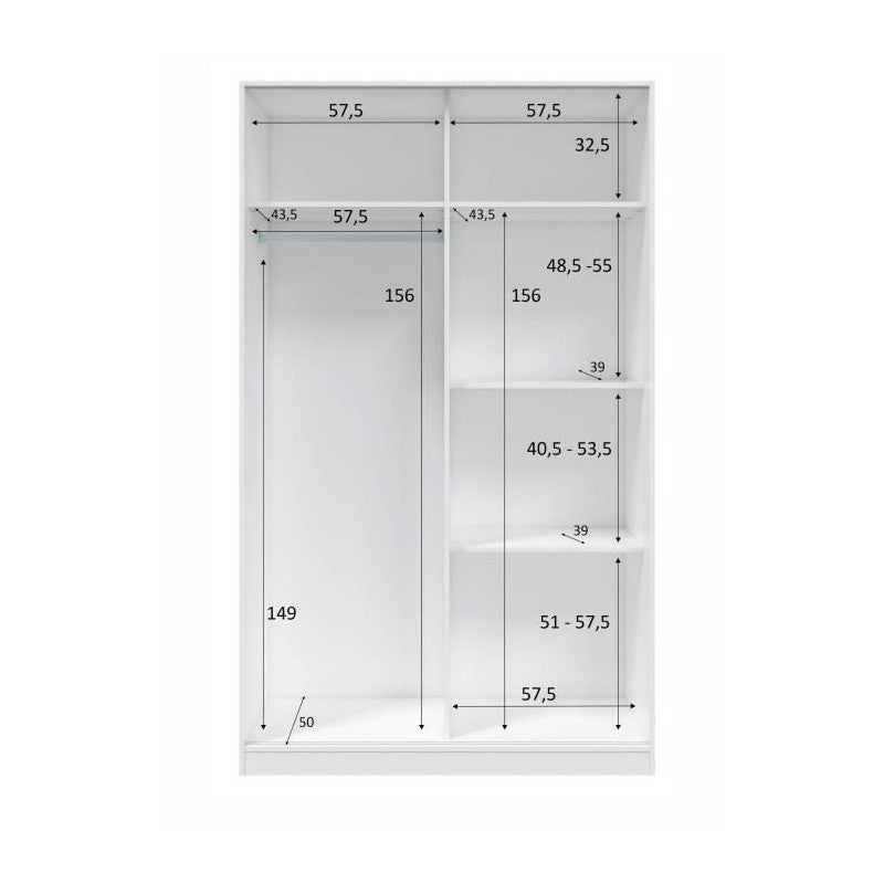 Armoire TOP - Décor blanc artik et chene nodi - 2 Portes coulissantes - L200 x H121 x P50 cm - 4