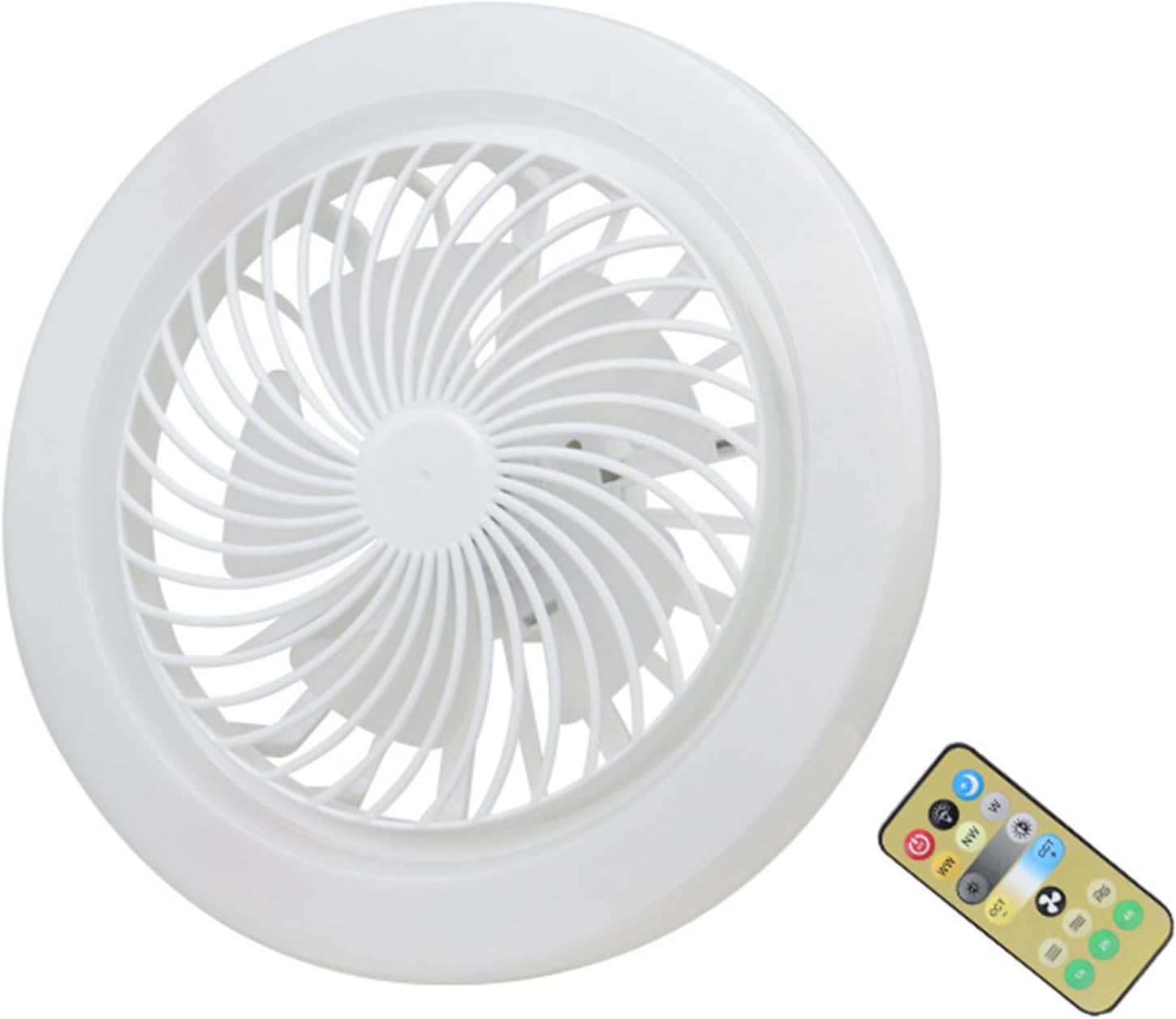 Cichy wentylator sufitowy E27 z oświetleniem LED, regulowana temperatura barwowa, ściemnialny, z timerem, regulowana prędkość, z pilotem