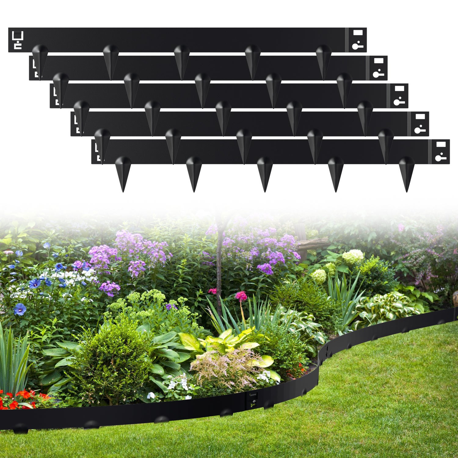 Jardinion Bordatura Per Prato E Aiuole, 80 Cm, Verde, In Plastica Riciclata, Flessibile E Resistente Ai Raggi UV - 4