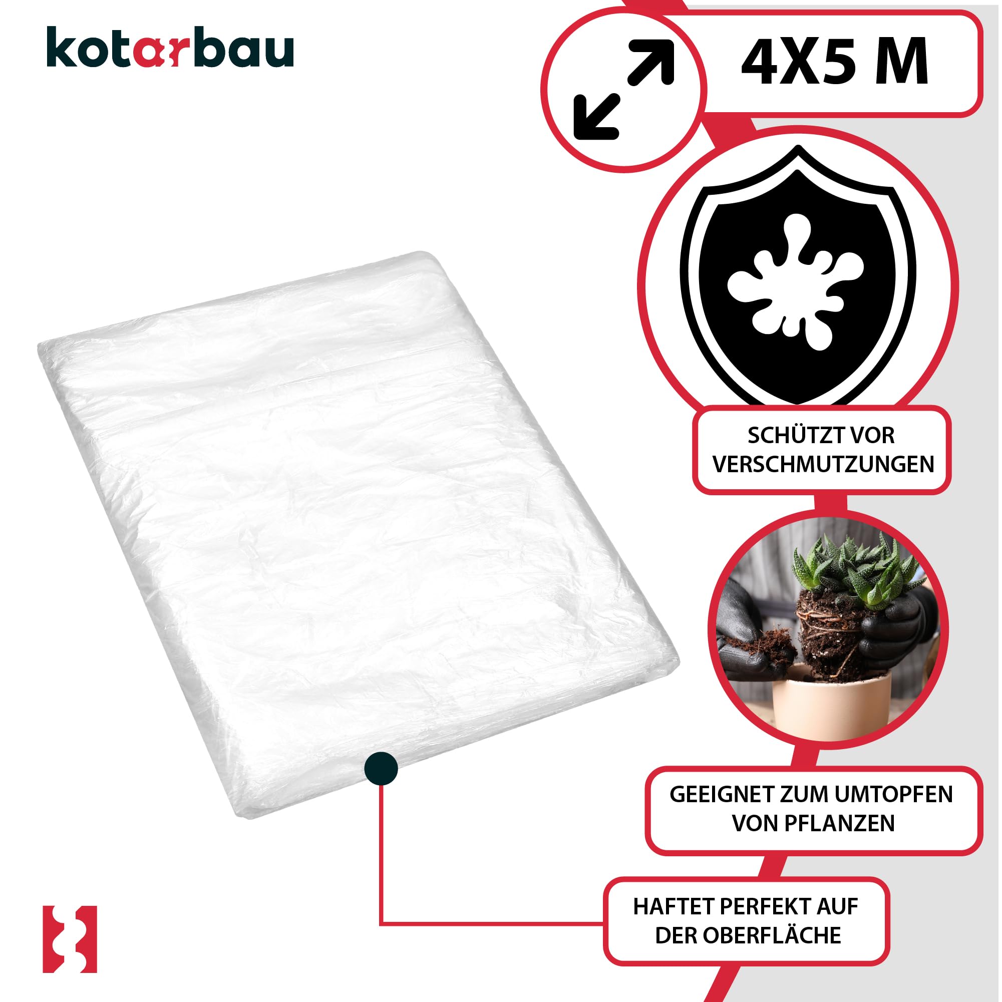 Lot De 24 Malerfolie - Bâche Protection Peinture - Polyéthylène Recyclé - 4 x 5 m - Transparent - Bâche Peinture de Protection Sol - Bâche KOTARBAU - 4