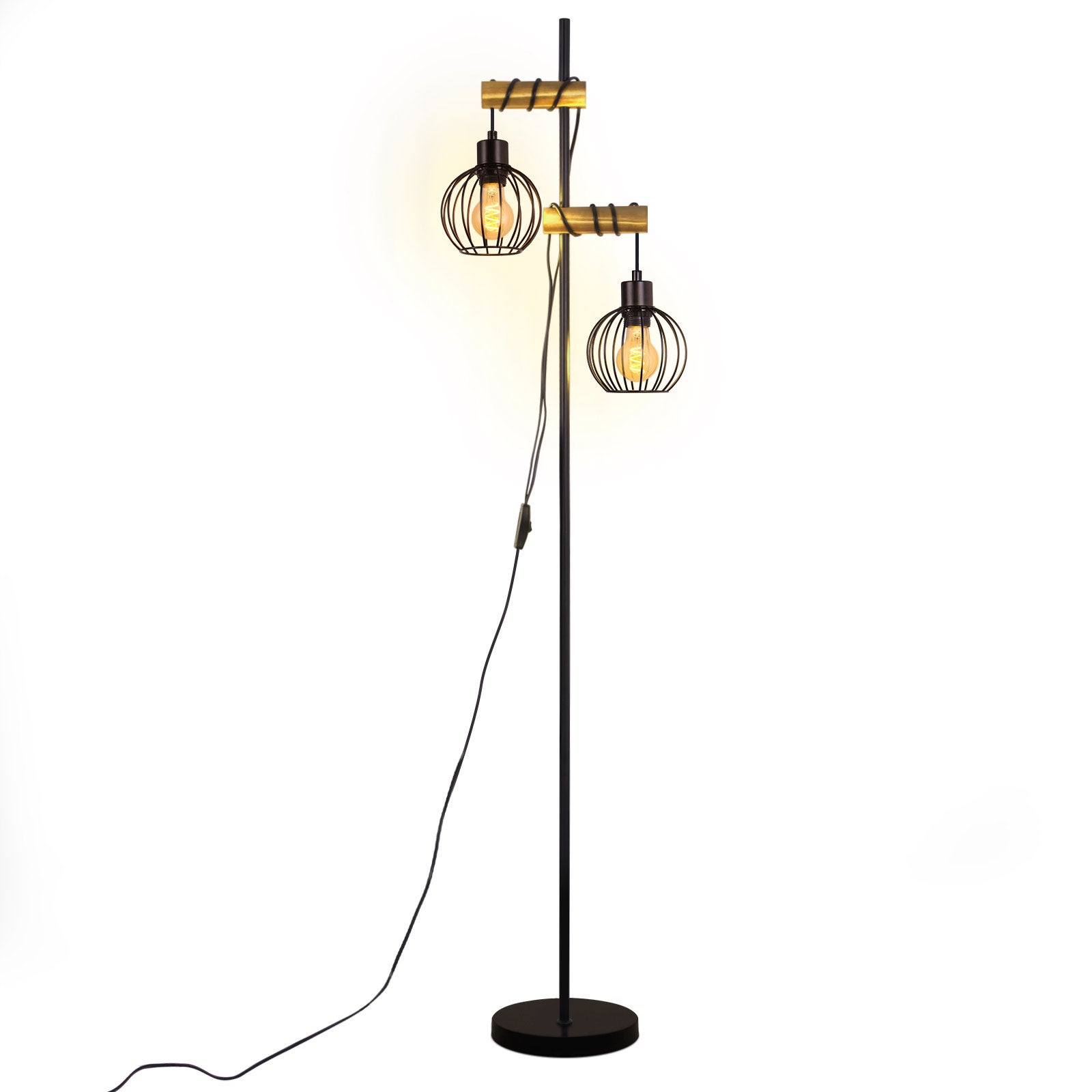 ZMH Lampadaire Noir vintage Douille E27 2 flammes design industriel métal 151cm - sans ampoule - 9
