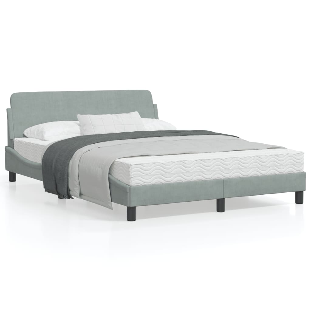 Cadre De Lit Sans Matelas-Structure De Lit Gris Clair 140x200 Cm Velours 725521 88133474