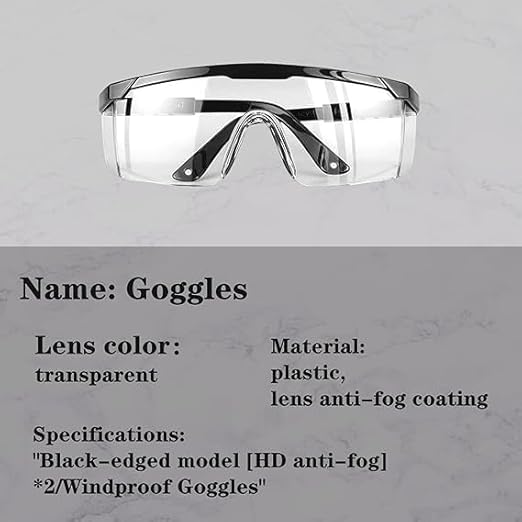 Deux lunettes de protection antibuée, anti-UV et anti-rayures pour le travail, la construction, le bricolage, le laboratoire, le soudage, la chimie et - 5