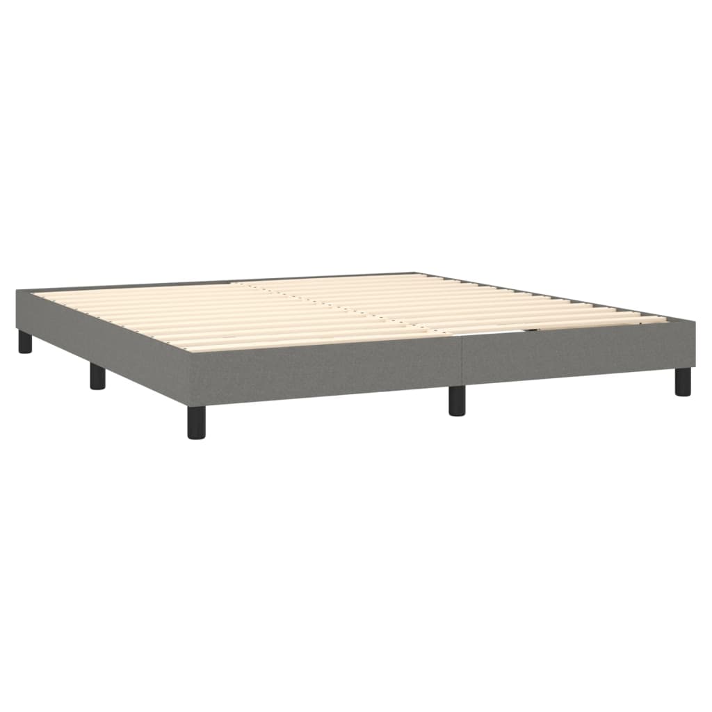 Cadre de lit à lattes en tissu gris foncé, pour la chambre, 160 × 200 cm - 4