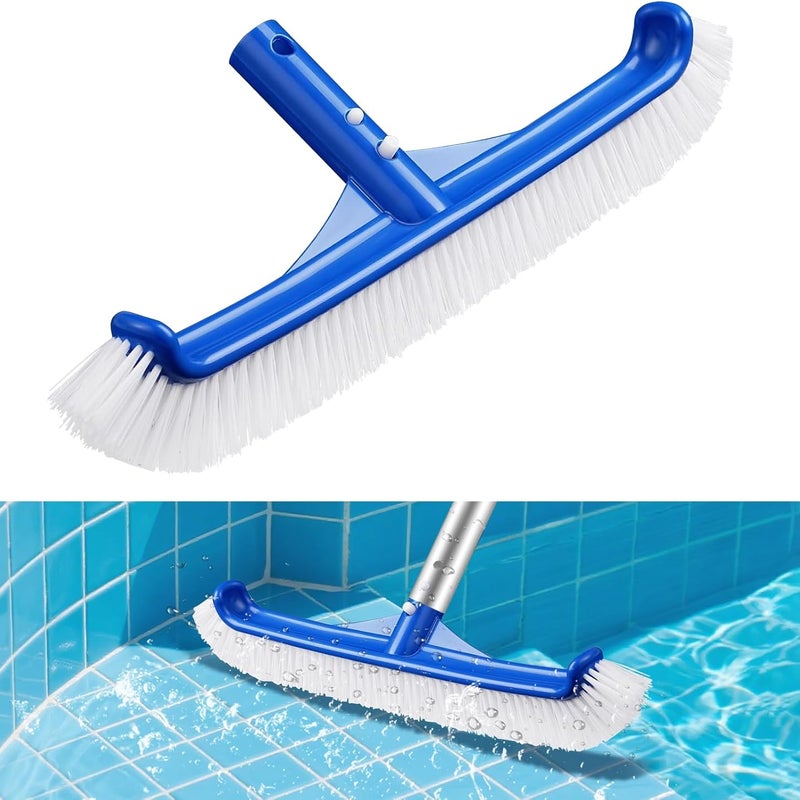 Szczotka do basenu o szerokości 43 cm, szczotka czyszcząca z nylonowym włosiem o zakrzywionych końcach, odpowiednia do płytek basenowych
