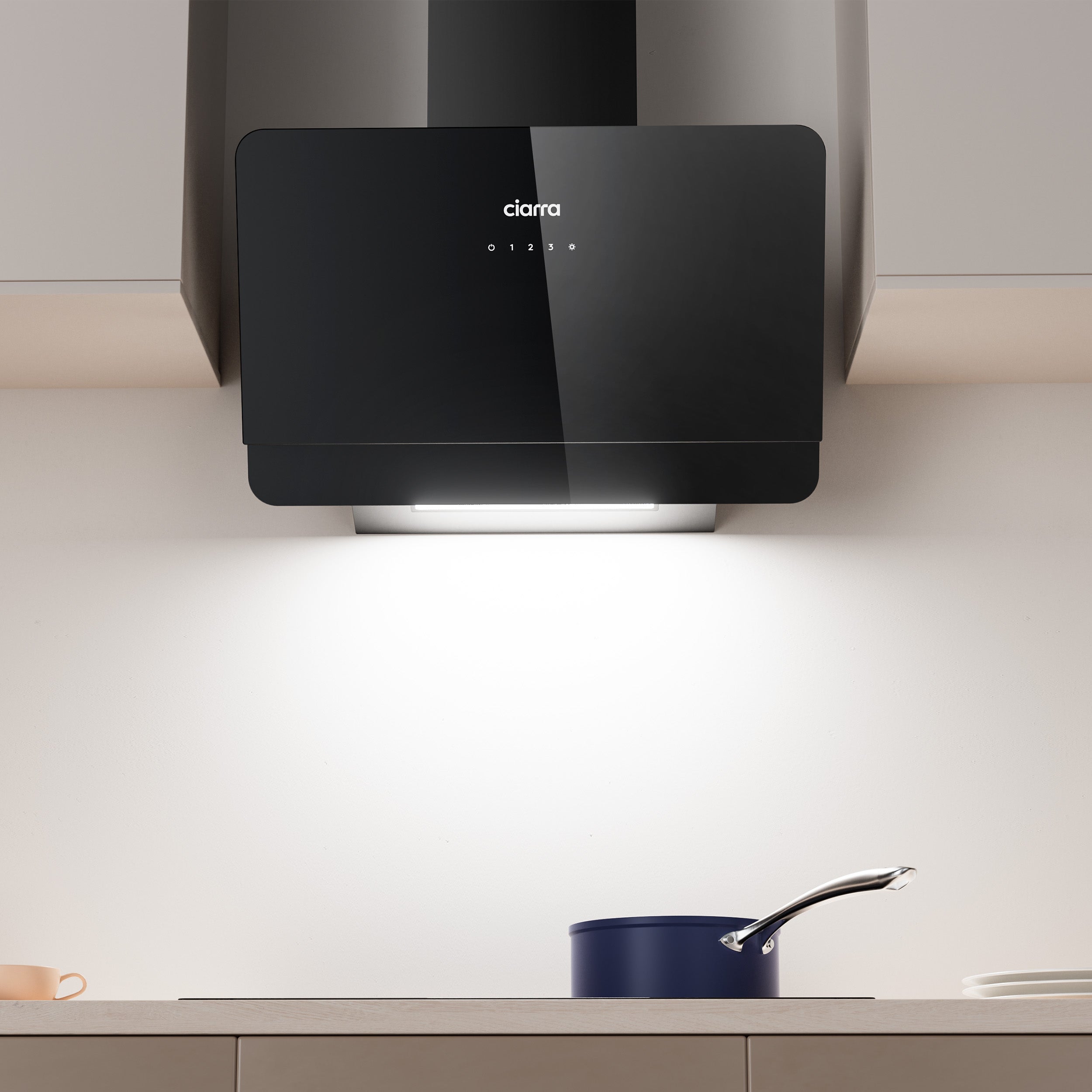 CIARRA Cappa a parete 60cm 590m³/h Classe A+ Comandi Touch 3 Velocità Ricircolo o Scarico Nero CD6765CB - 7