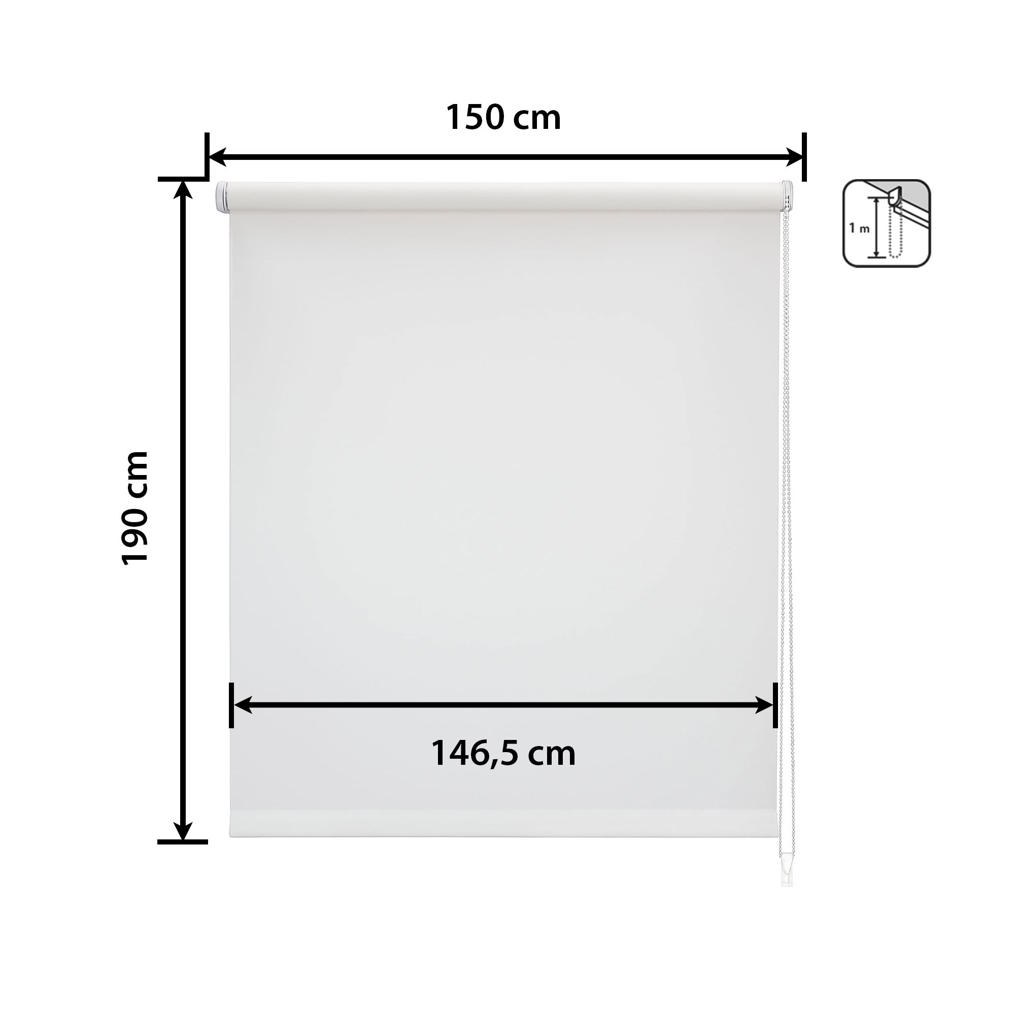 Store Enrouleur Occultant Blackout - Easydeco - Blanc - 150 x 190 cm - 2