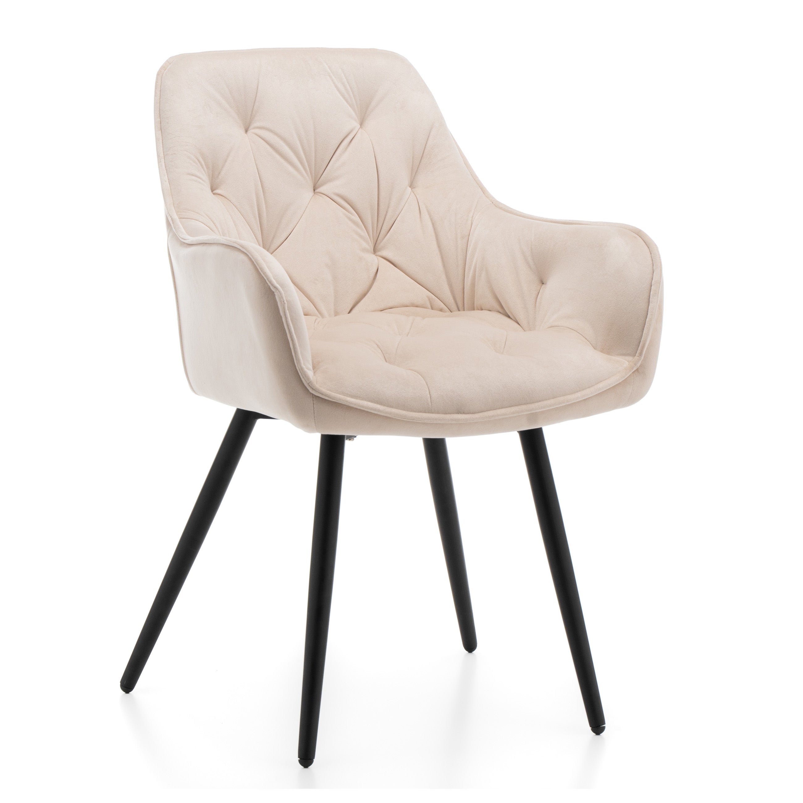 Krzesło tapicerowane pikowane welurowe SIENA beżowe