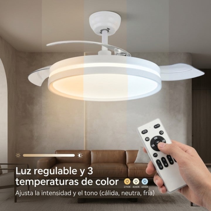 Ventilador de teto com luz ajustável motor DC silencioso - 4