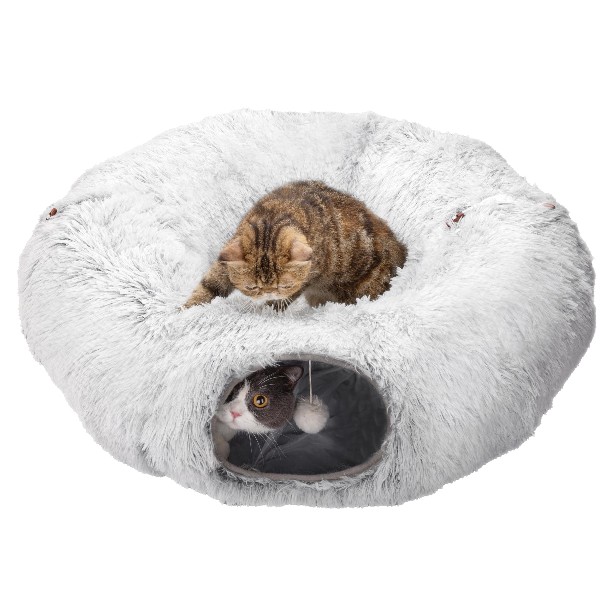 Tunnel Per Gatti In Feltro PETKARAY - Grotta A Forma Di L Con Fori Interattivi, Morbido E Sicuro - Foto 2