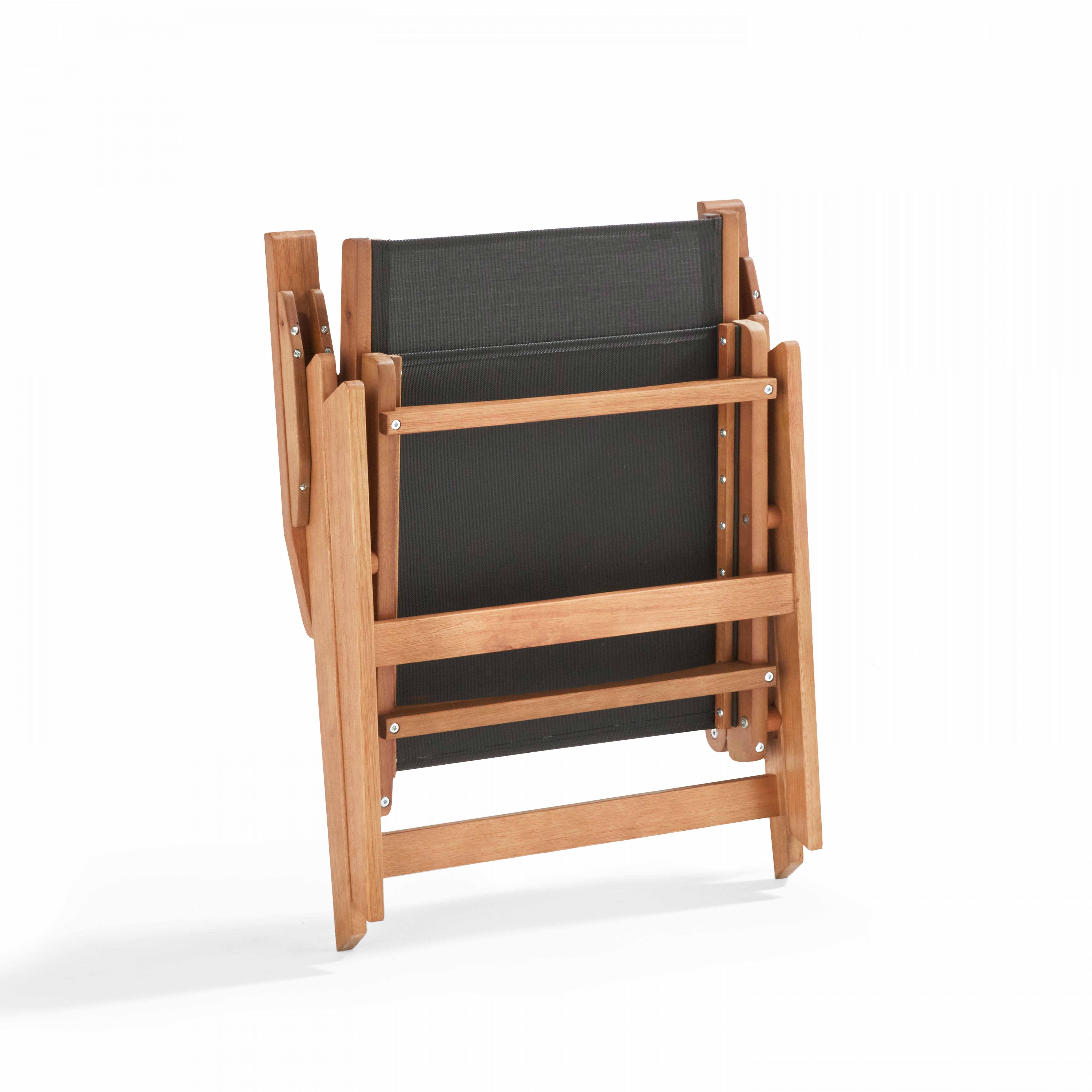 Fauteuil relax en bois d'eucalyptus avec repose-pieds gris - 6