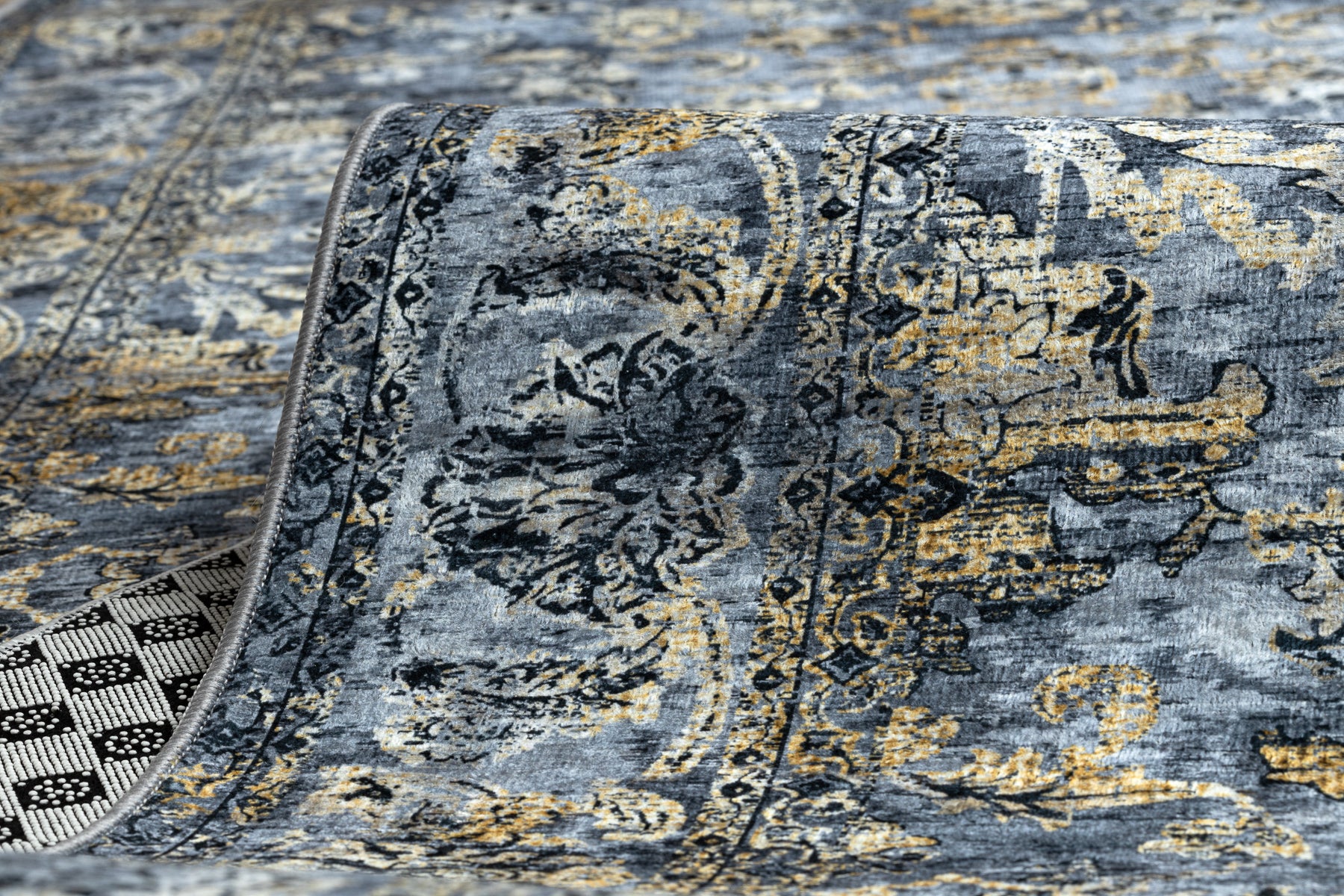TAPIS DE COULOIR antidérapant LOTUS NOMAD 29671 Ornement gris lavable 120cm 120x370 cm - 5