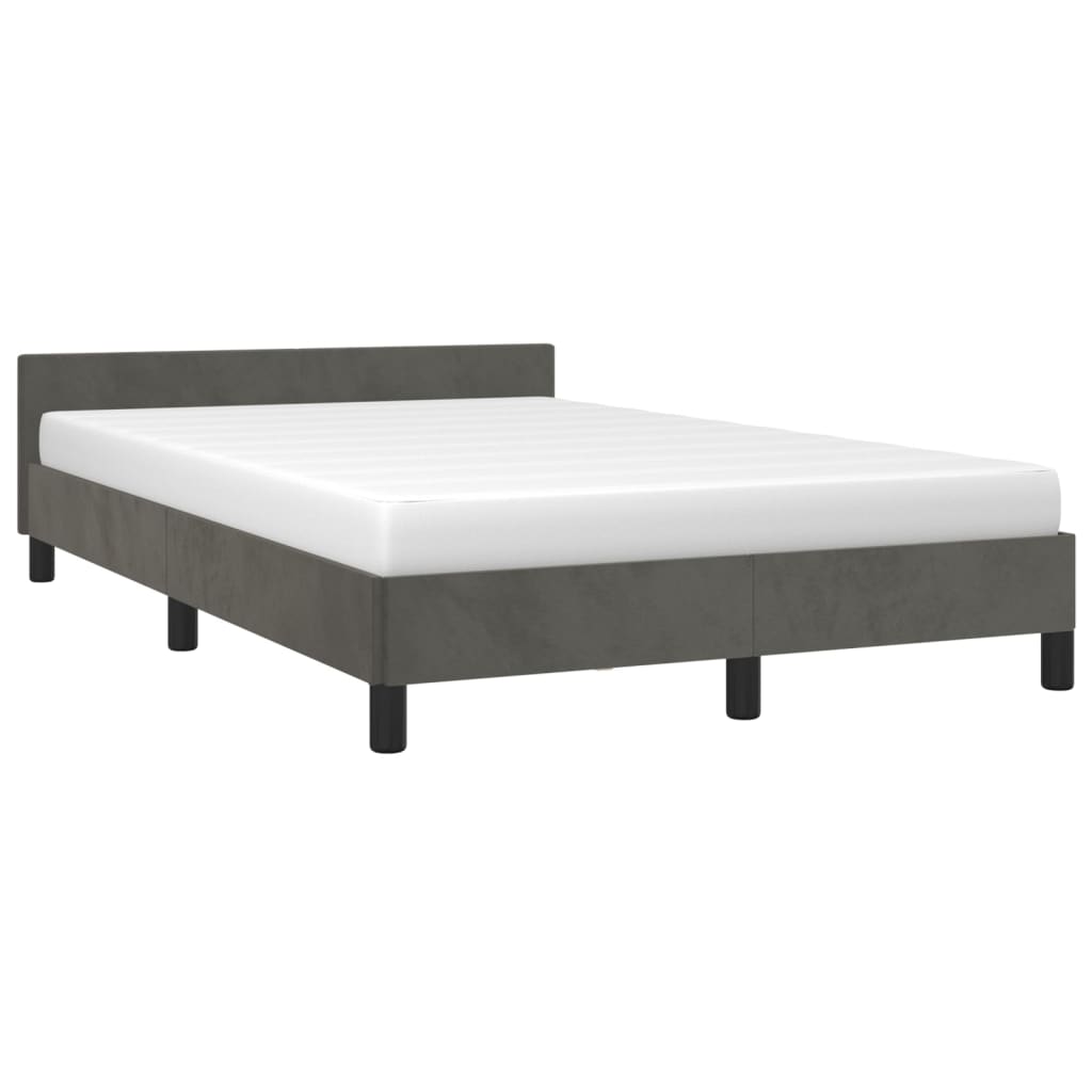 Cadre de lit sans matelas, velours, gris foncé, pour la chambre, 120 × 190 cm - 4
