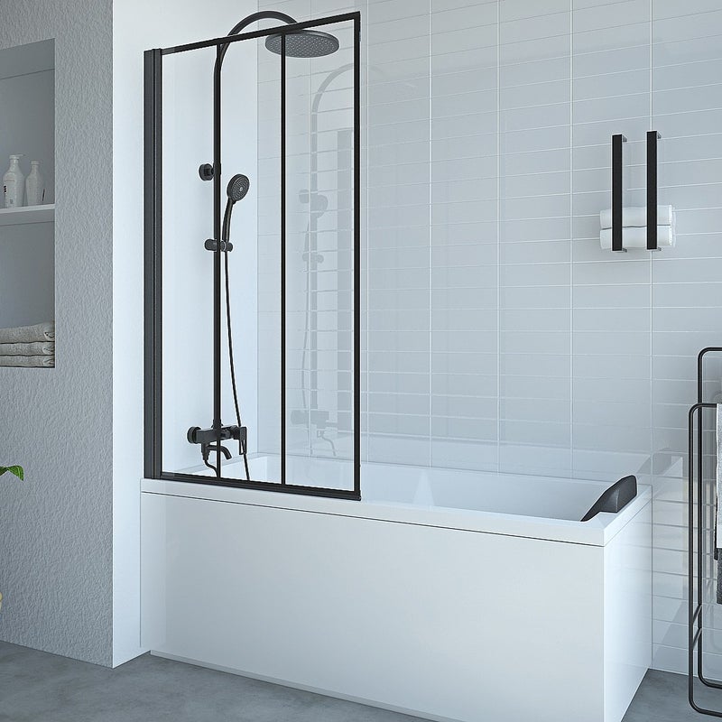 Czarny matowy obrotowy parawan nawannowy w stylu industrialnym - 80 x 140 cm - DOLANA