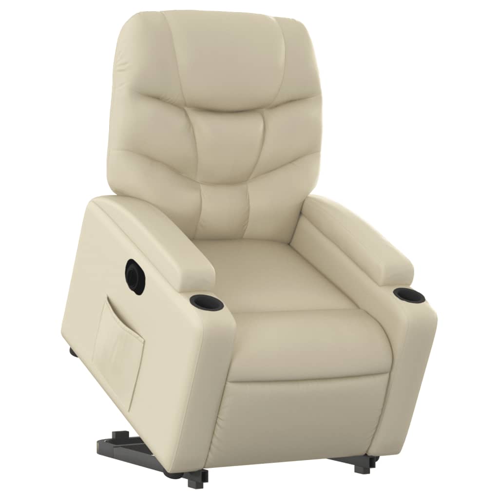 Fauteuil inclinable électrique crème similicuir - 3