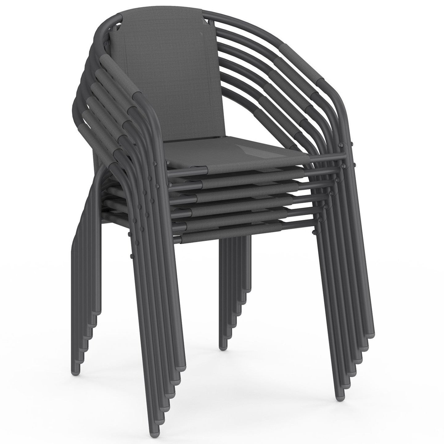 Salon de jardin THELMA table 190 CM et 8 chaises empilables gris anthracite - 4