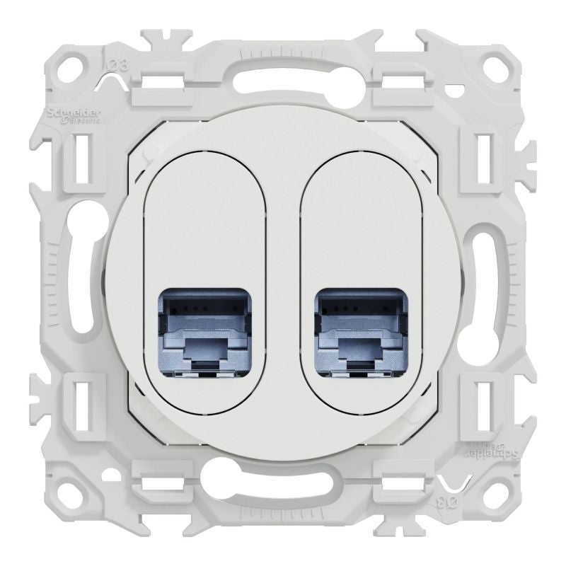 Prise double RJ45 Odace Schneider Electric - Cat.6 - STP - Blanc - 2