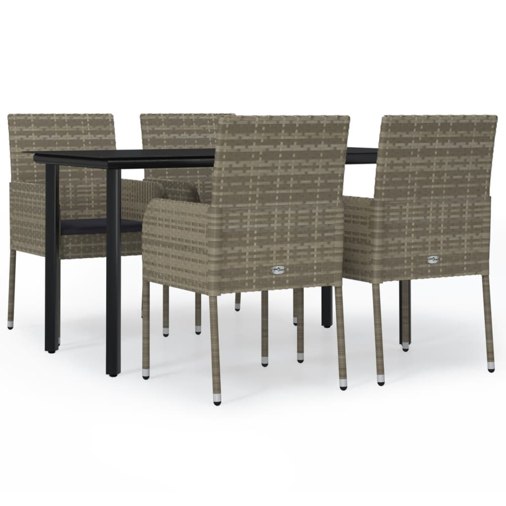 Maison Exclusive - Set da Pranzo Giardino 5pz Nero e Grigio con Cuscini Polyrattan - 2