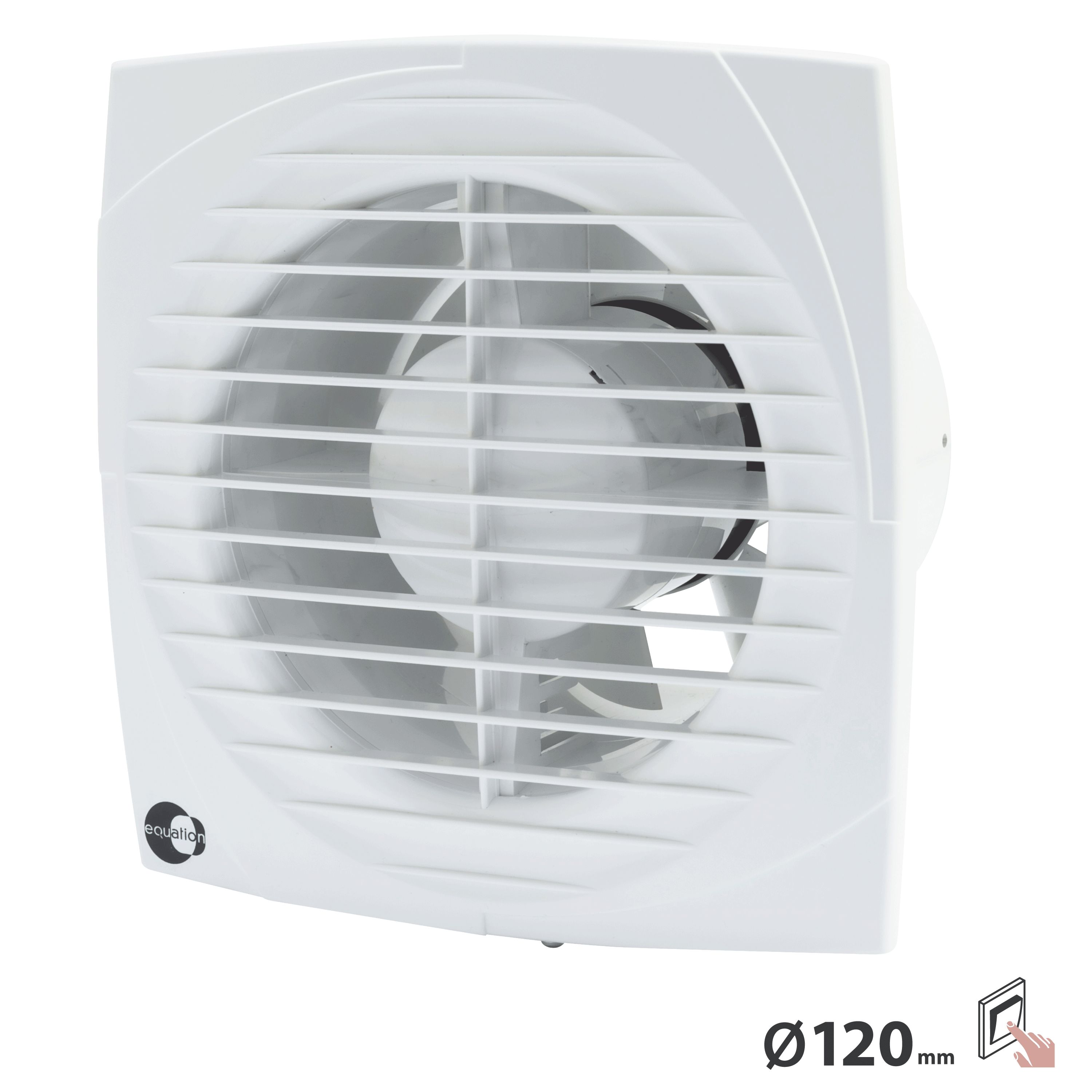 RÓWNANIE - Wentylator wyciągowy przerywany z wyłącznikiem - 175 x 175 mm - Ø 120 mm - 12 m² - 152 m3/h - 17 W