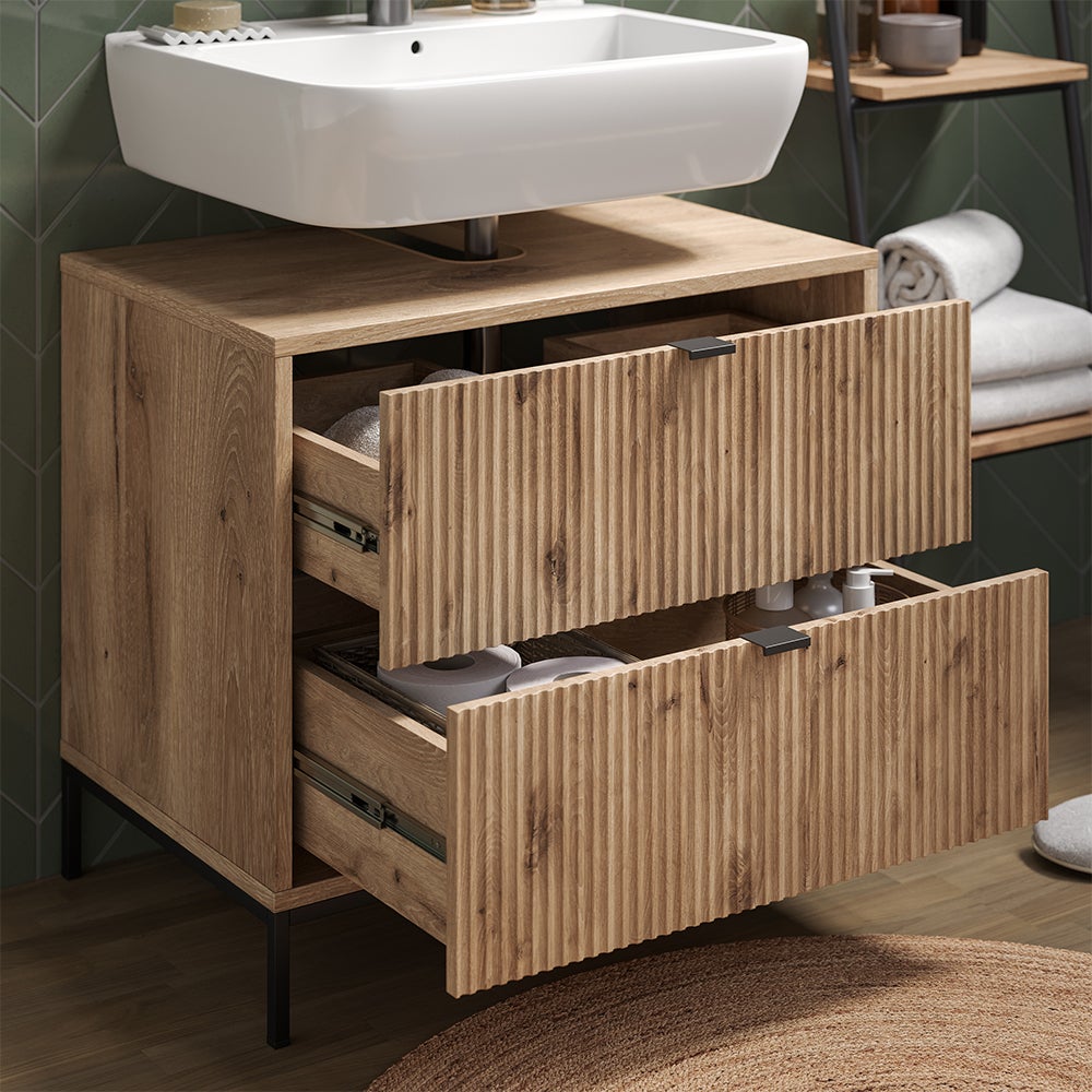 Vicco Mueble bajo lavabo Eliza, Roble vikingo, 70 x 63 cm Con 2 cajones extraíbles - 4
