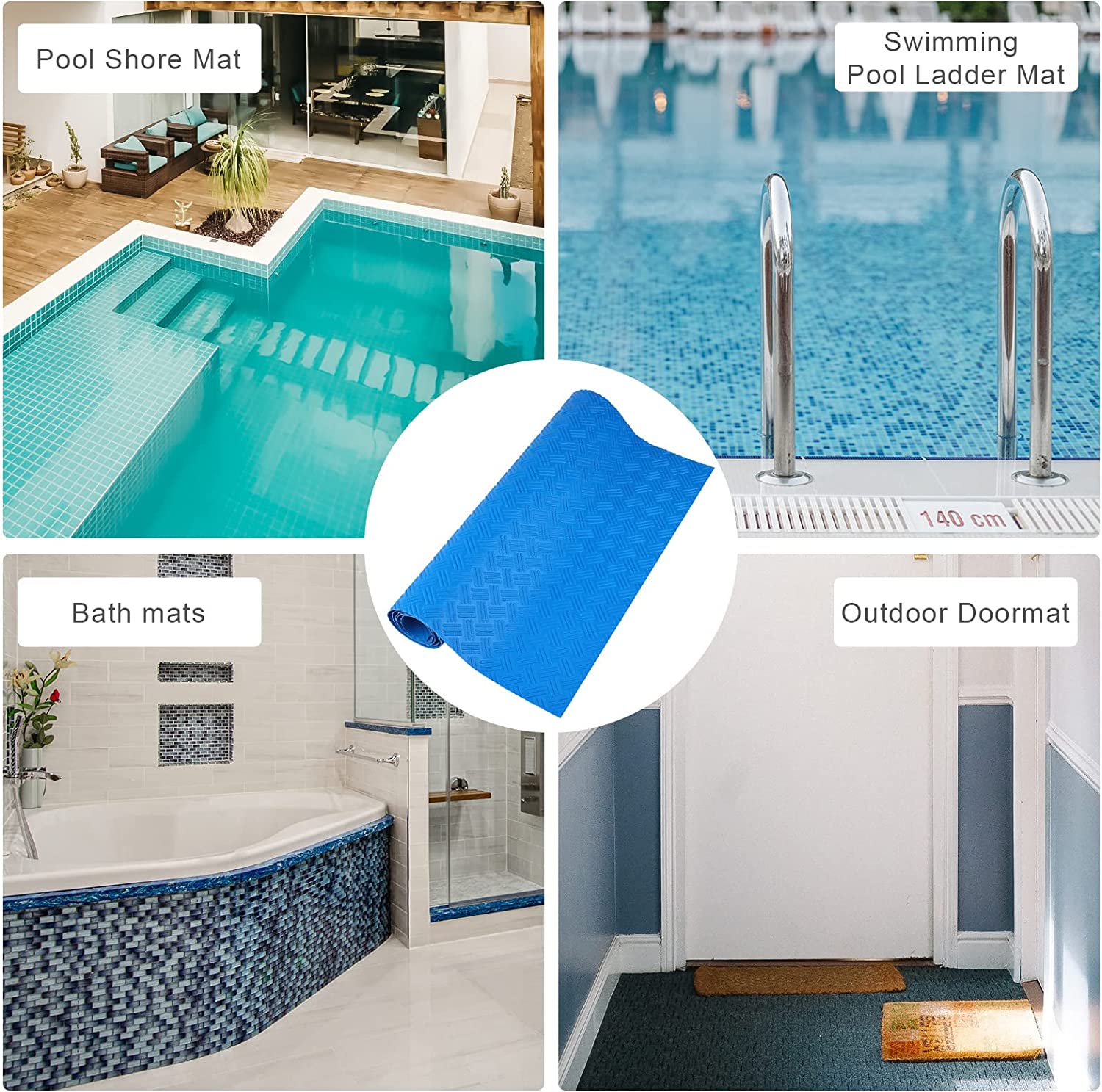 Tapis d'échelle de piscine, 23 x 90 cm Tapis de protection pour échelle de piscine Tapis de marche pour piscine hors sol avec texture antidérapante - 3