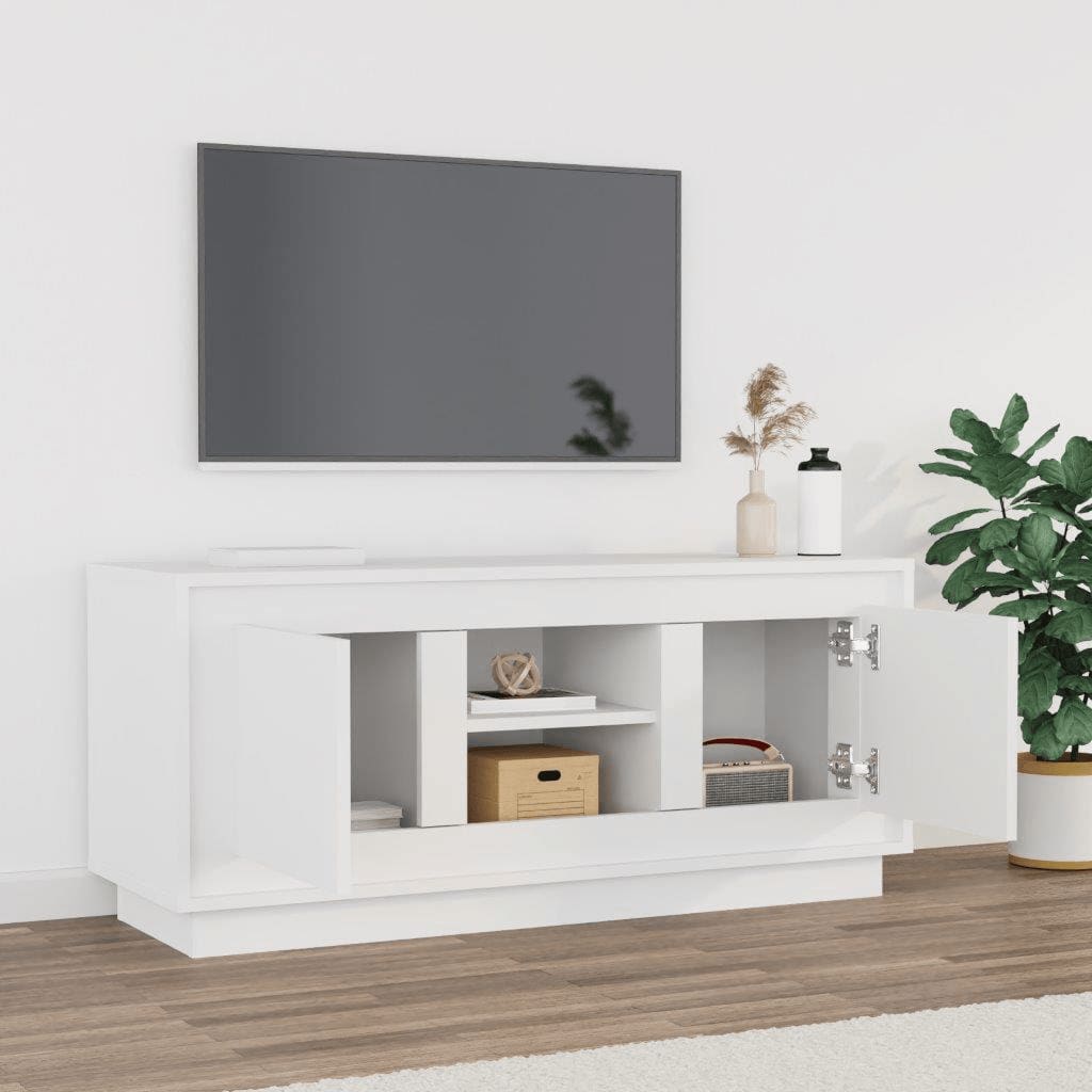 Meuble TV blanc 102x35x45 bois d'ingénierie - 3
